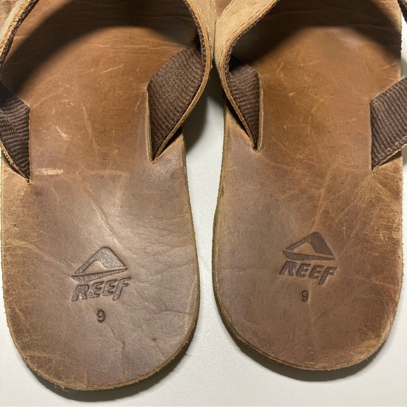 Reef Men's Size 9 Brown Leather Flip Flop Sandals Thongs - Picture 12 of 12